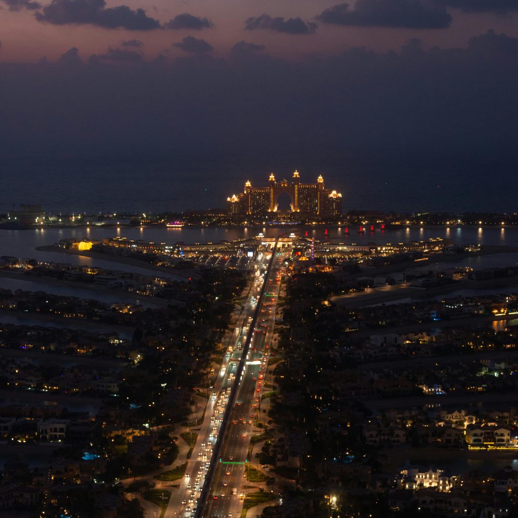 Aerial view of Palm Jumeirah, a luxury man-made island among the Top 7 Must-See Attractions in Dubai.