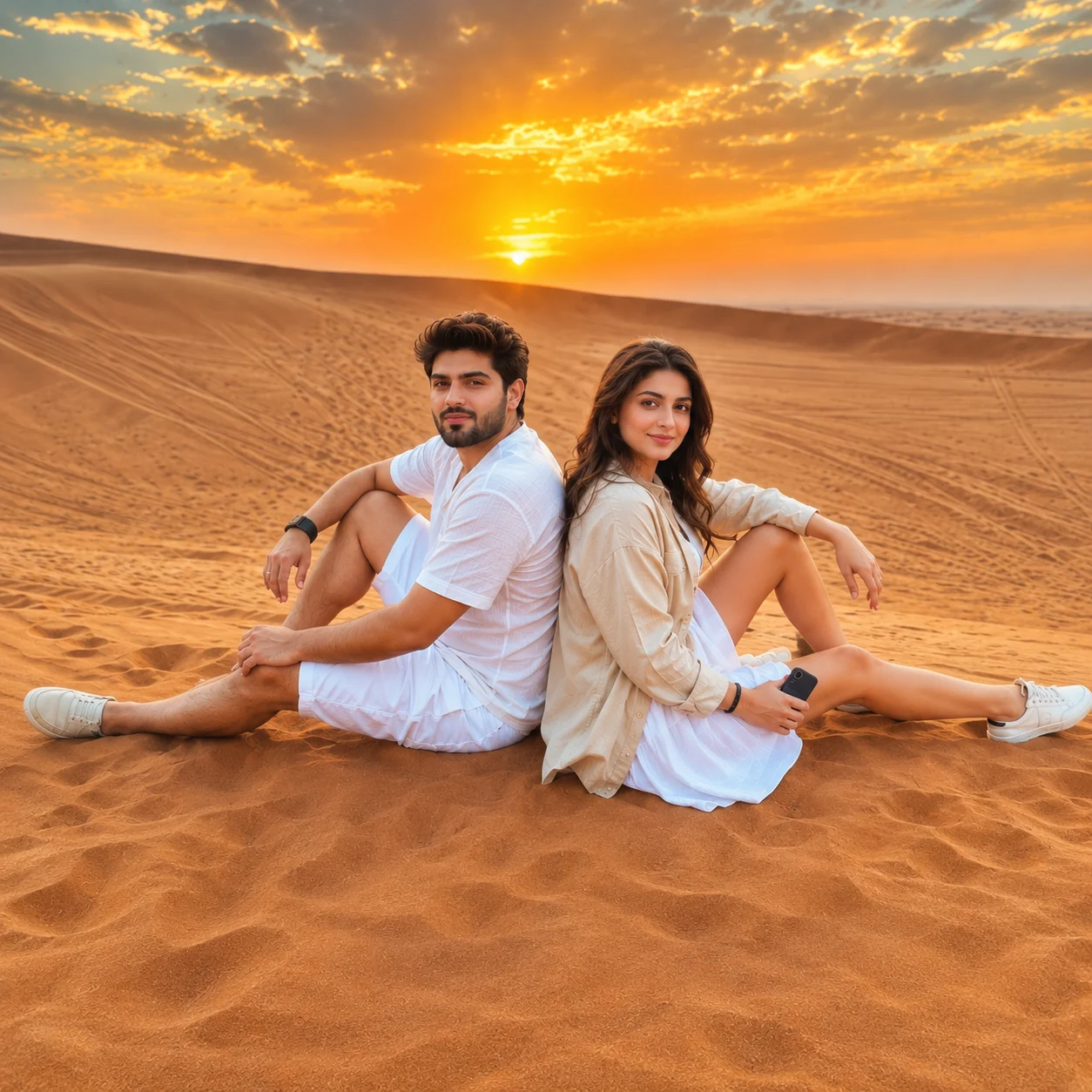 Couple Sitting in Desert