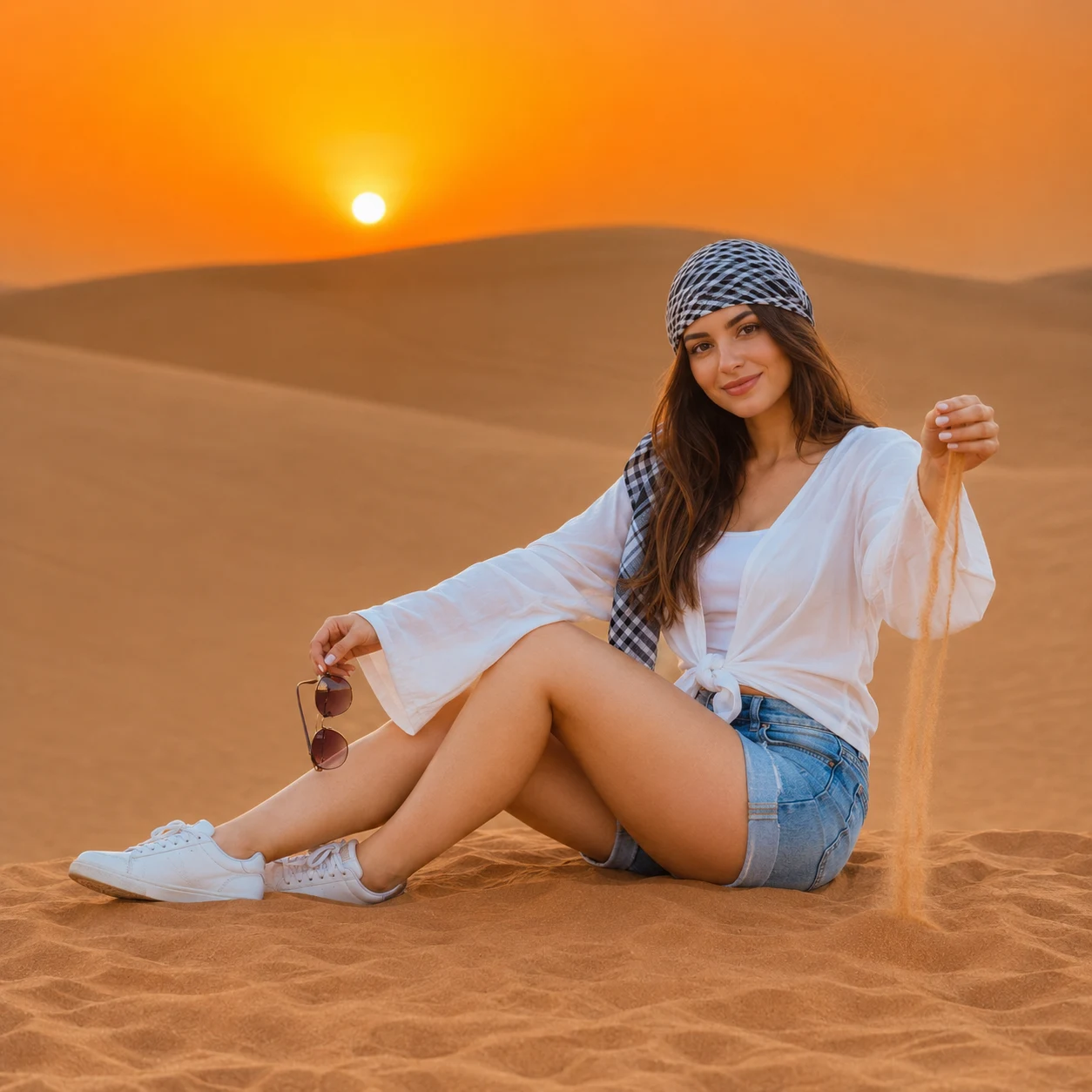 Enjoying Girls in Desert