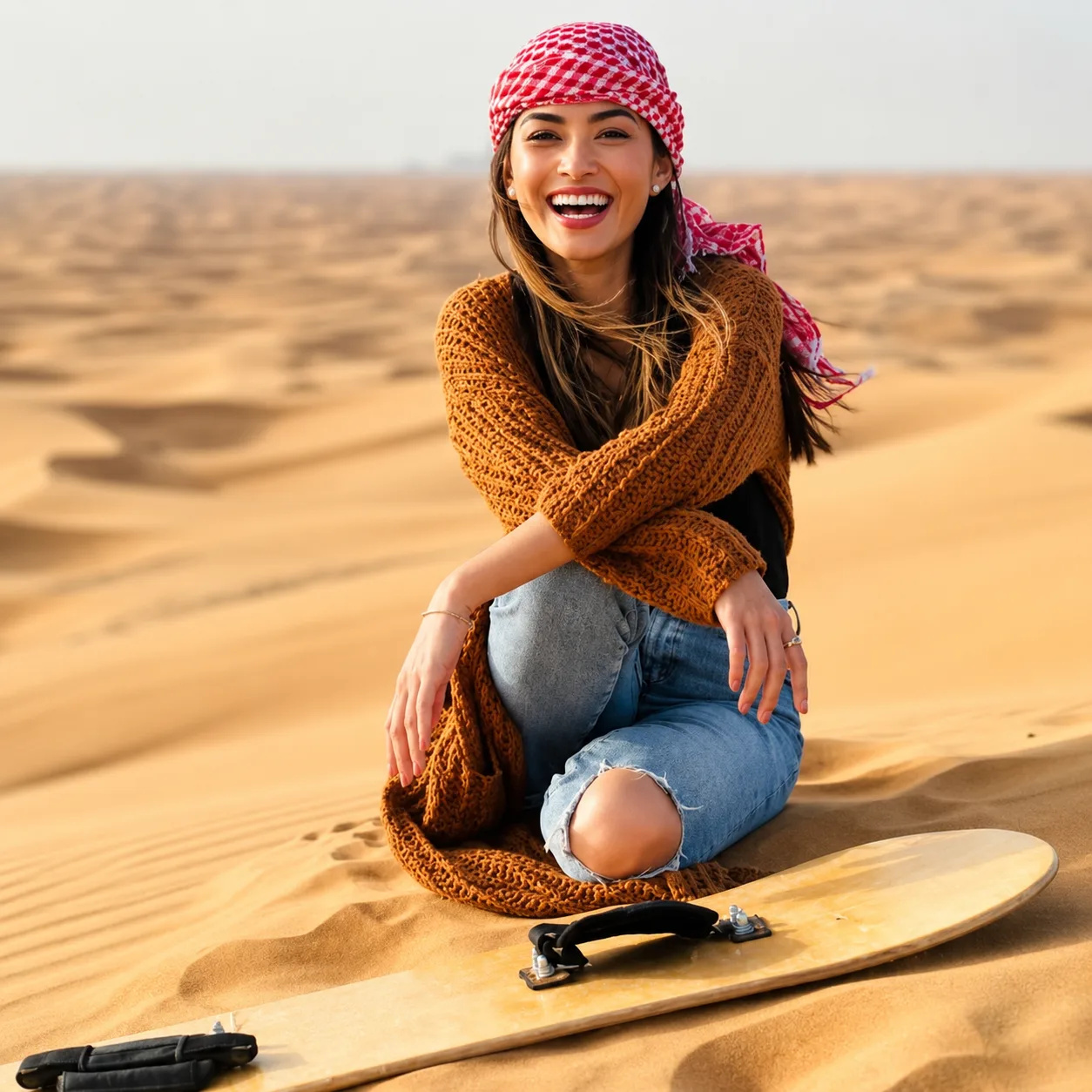 Enjoying Girls in Desert