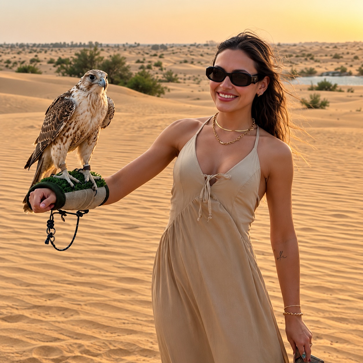Falcon Photography Dubai with traditional Arabian falcon in desert