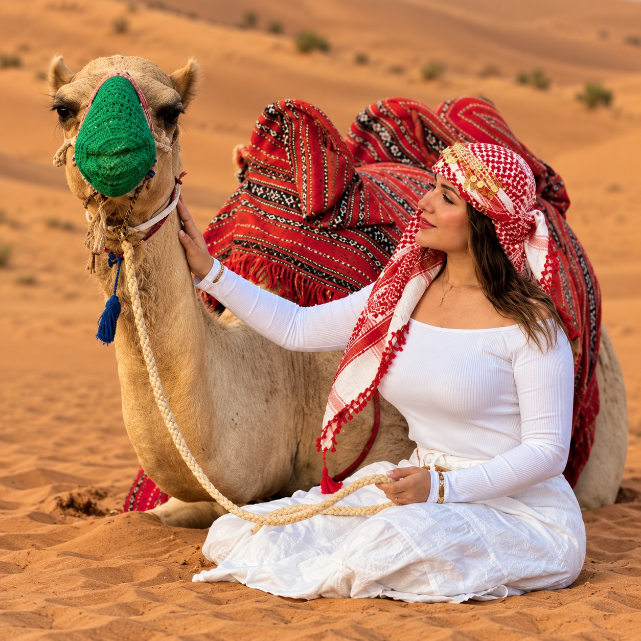 Camel Ride Dubai with traditional Arabian camel in desert